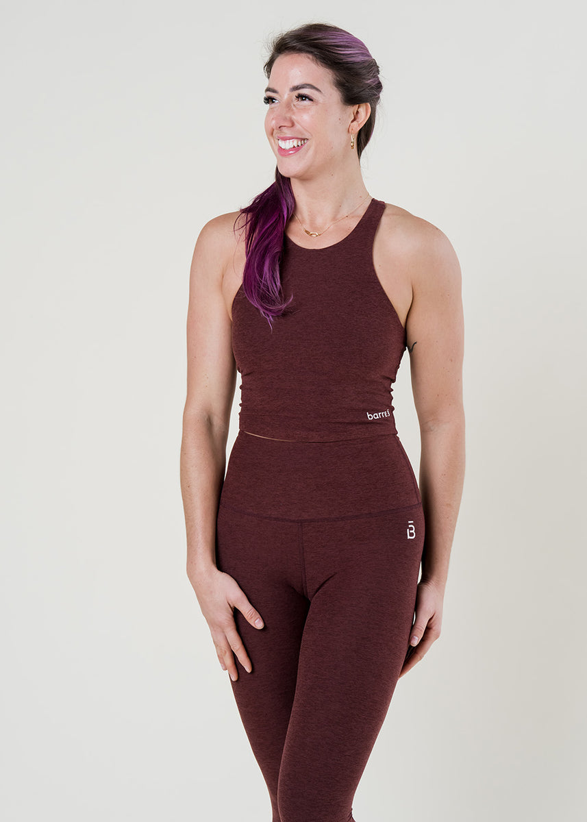 High Waisted Midi Legging - Chocolate Mocha Heather – barre3