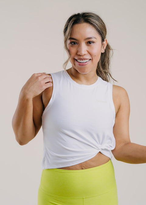 Featherweight Front Twist Muscle Tank - Cloud White