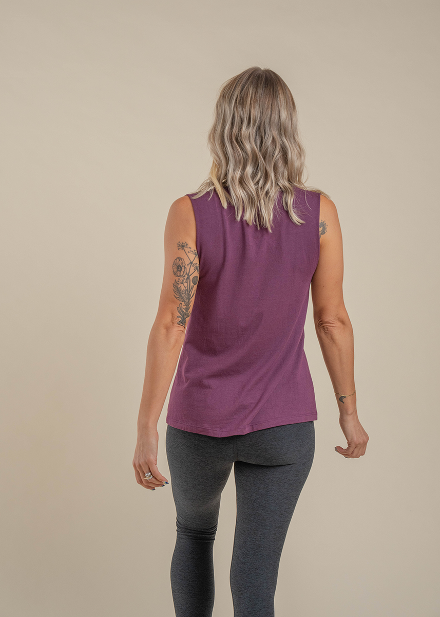 B3 x BY Signature Muscle Tank Eggplant barre3