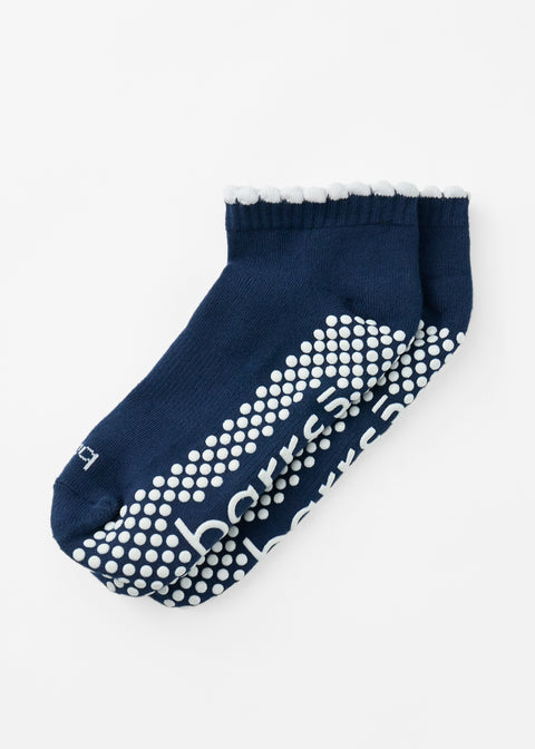 barre3 Scallop Ankle Grip Socks - Navy