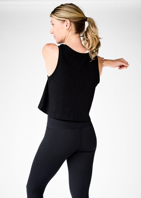 barre3 Classic Crop Tank - Black