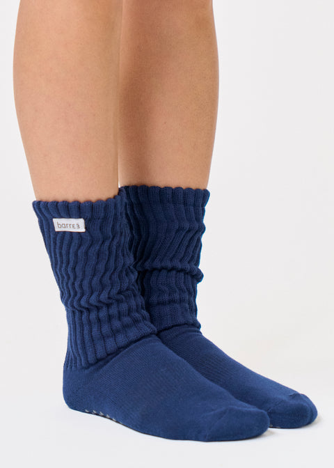 barre3 Slouch Grip Sock - Navy - barre3