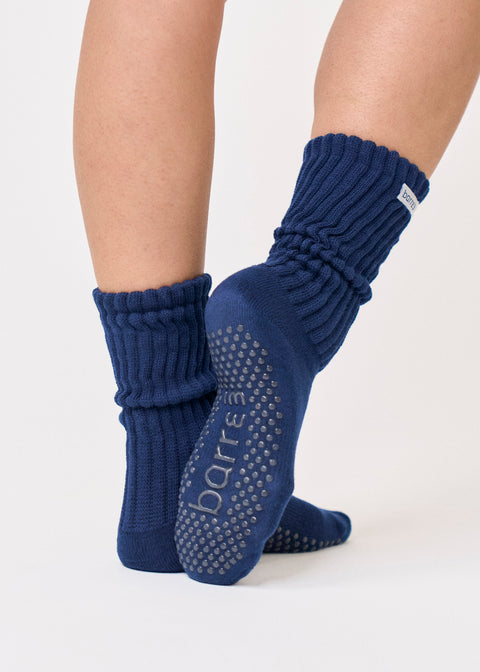 barre3 Slouch Grip Sock - Navy - barre3