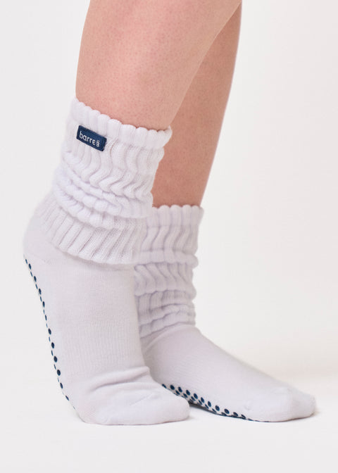 barre3 Slouch Grip Sock - White - barre3