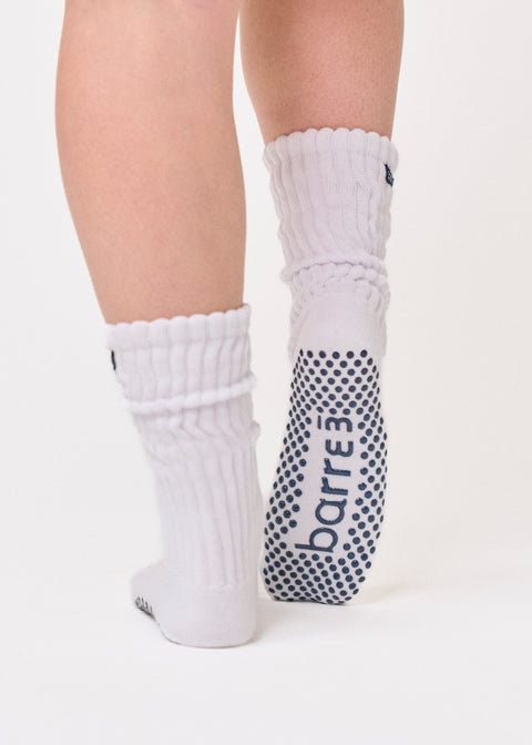 barre3 Slouch Grip Sock - White - barre3