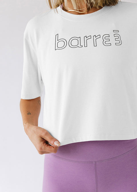 Stay In Oversized Cropped Tee - White