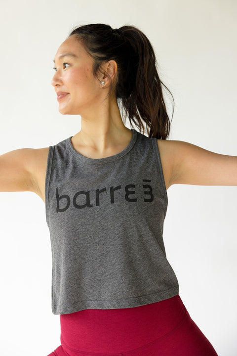 barre3 Cropped Tank - Charcoal