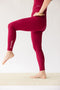 High Waisted Midi Legging - Maroon Tint Heather