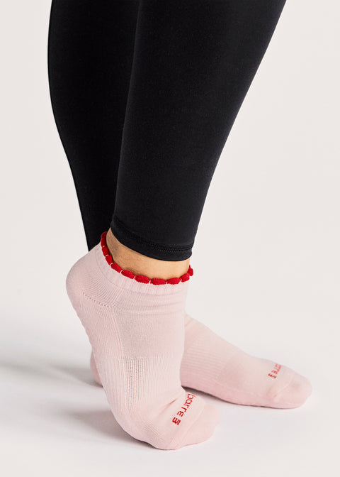 barre3 Ankle Grip Socks - Pale Pink - barre3