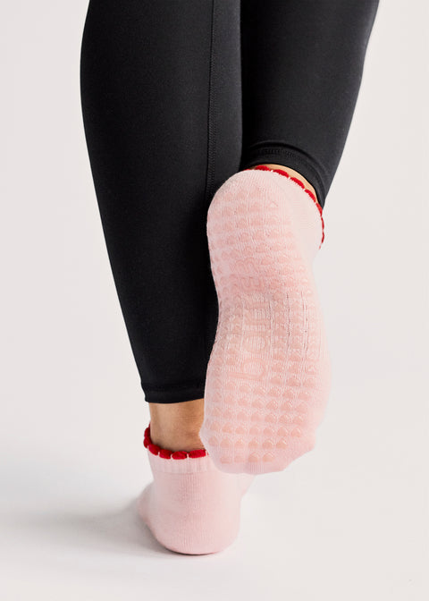 barre3 Ankle Grip Socks - Pale Pink - barre3