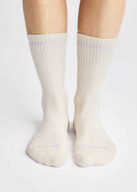 barre3 Crew Grip Socks - Off White - barre3