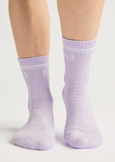 barre3 3/4 Crew Grip Socks - Orchid - barre3