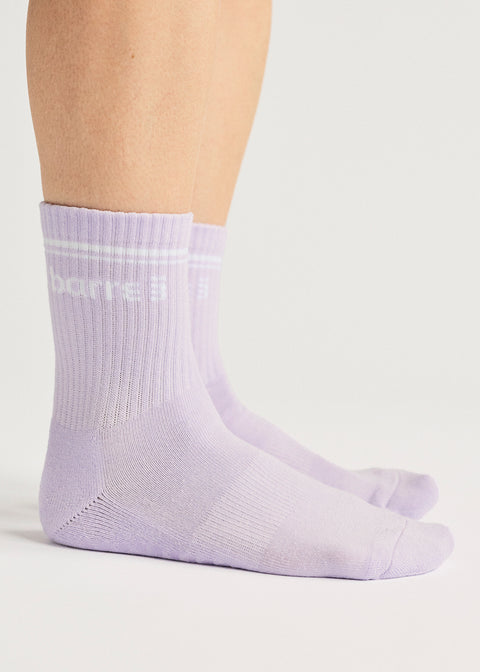 barre3 3/4 Crew Grip Socks - Orchid - barre3