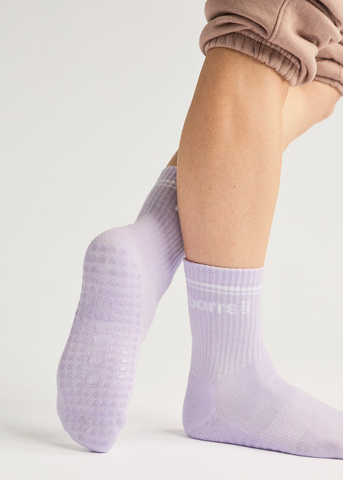 barre3 3/4 Crew Grip Socks - Orchid - barre3