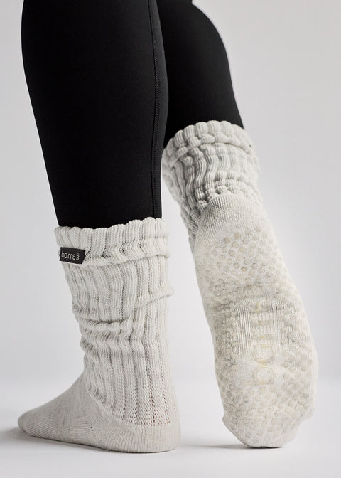 barre3 Slouch Sock - White Heather - barre3