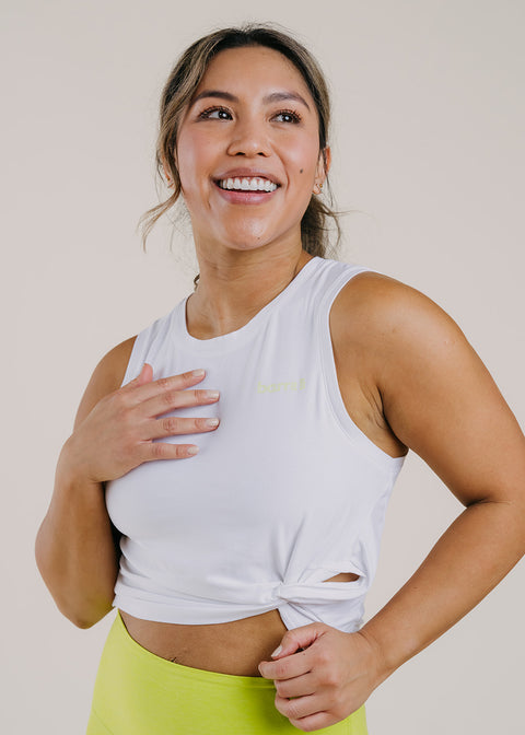 Featherweight Front Twist Muscle Tank - Cloud White