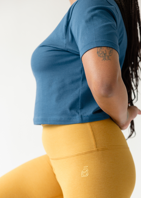 Stay In Oversized Cropped Tee - Dusk Blue