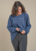 barre3 x Beyond Yoga Cozy Fleece Saturday Oversized Pullover - Mineral Blue