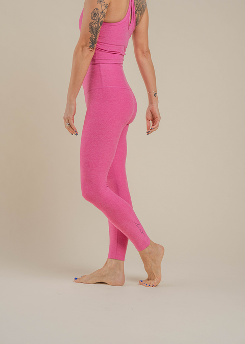 Waisted Midi Legging - Peony Pink Heather