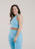 barre3 x Beyond Yoga Studio Cropped Tank - Blue Capri Heather