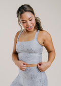 barre3 x Beyond Yoga Square Neck Cropped Tank - Silver Mist Lucky Stars